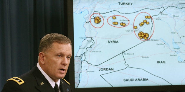 ARLINGTON, VA - SEPTEMBER 23: Lt. Gen. William C. Mayville Jr. speaks about the Syrian bombing campaign September 23, 2014 i