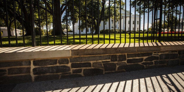 WASHINGTON DC, UNITED STATES - SEPTEMBER 22: A view of The White House after the homeless 42-year-old man Omar Gonzales jumped the White House fence on Friday, in Washington DC, United States on 22 September 2014. (Photo by Samuel Corum/Anadolu Agency/Getty Images)