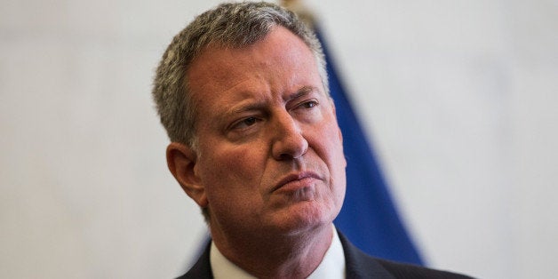 NEW YORK, NY - SEPTEMBER 15: New York City Mayor Bill de Blasio speaks at a press conference after a bi-state meeting on security preparedness for the New York-New Jersey area on Septemeber 15, 2014 in New York. The meeting involved numerous agencies at the state and national level, including the Department of Homeland Security, New Jersey State National Guard, the Port Authority of New York and New Jersey, New York National Guard and Metroplitan Transportation Authority police, amongst others. (Photo by Andrew Burt/Getty Images)