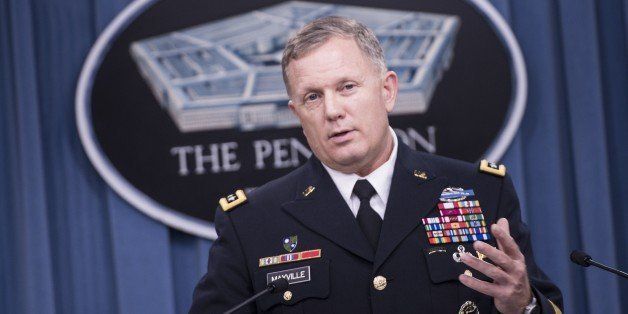 Lt. Gen. William C. Mayville Jr., Joint Staff Director of Operations Director of Operations, speaks about airstrikes in Syria during a briefing at the Pentagon September 23, 2014 in Washington, DC. Mayville briefed the press about US and Arab nation joint airstrikes against Islamic State group targets in Syria and unilateral airstrikes against an al-Qaeda group in Syria. AFP PHOTO/Brendan SMIALOWSKI (Photo credit should read BRENDAN SMIALOWSKI/AFP/Getty Images)