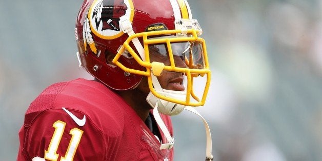 PHILADELPHIA, PA - SEPTEMBER 21: DeSean Jackson #11 of the Washington Redskins looks on before playing against the Philadelp