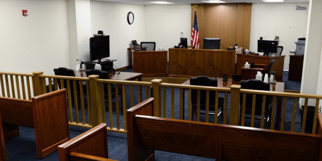 ARLINGTON, VA - JANUARY 31: Pictured is one of ten court rooms at the U.S. Department of Justice Executive Office for Immigration Review, Arlington Immigration Court. (Photo by Sarah L. Voisin/The Washington Post via Getty Images)