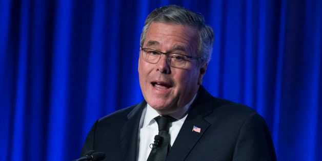 FILE - This May 12, 2014, file photo shows former Florida Gov. Jeb Bush as he speaks at the Manhattan Institute for Policy Research Alexander Hamilton Award Dinner, in New York. The Associated Press has tracked the movements and machinations of more than a dozen prospective presidential candidates including Bush. (AP Photo/John Minchillo, File)