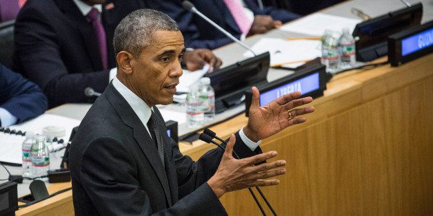 NEW YORK, NY - SEPTEMBER 25: U.S. President Barack Obama speaks at a special high-level meeting regarding the Ebola virus outbreak in west Africa during the 69th United Nations General Assembly on September 25, 2014 in New York City. The UN General Assembly brings together political leaders from around the worldto report on issues and discuss solutions. (Photo by Andrew Burton/Getty Images)