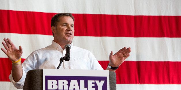 U.S. Senate candidate Bruce Braley speaks Sunday, Oct. 27, 2013, during the Bruce Blues & BBQ fundraiser for the Braley senate campaign at the Iowa State Fairgrounds in Des Moines, Iowa. (AP Photo/Scott Morgan)