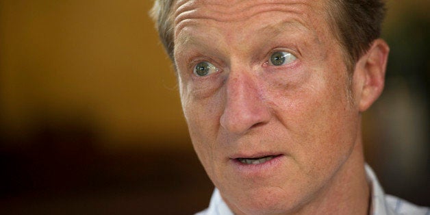 Thomas 'Tom' Steyer, founder of Farallon Capital Management LLC, speaks during a Bloomberg Television interview in Pescadero, California, U.S., on Wednesday, Dec. 4, 2013. Keystone XL will be a 'major driver' of oil sands expansion that significantly raises the risks of climate change, said Steyer, a former hedge fund manager who has spent some of his fortune fighting the pipeline. Photographer: David Paul Morris/Bloomberg via Getty Images
