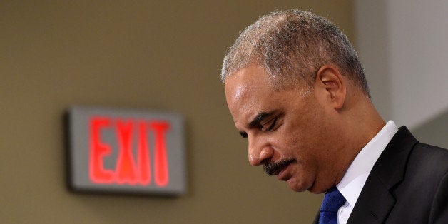 Outgoing Attorney General Eric Holder pauses while speaking at the Voting Rights Brain Trust event, Friday, Sept. 26, 2014, during the 2014 Congressional Black Caucus Annual Legislative Conference in Washington. On Thursday, Holder announced he would be stepping down as attorney general. (AP Photo/Molly Riley)