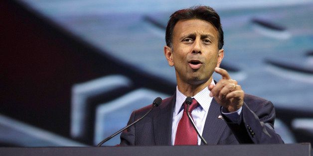 INDIANAPOLIS, IN - APRIL 25: Louisiana Governor Bobby Jindal speaks during the National Rifle Association Annual Meeting Leadership Forum on April 25, 2014 in Indianapolis, Indiana. The NRA annual meeting runs from April 25-27. (Photo by John Gress/Getty Images)