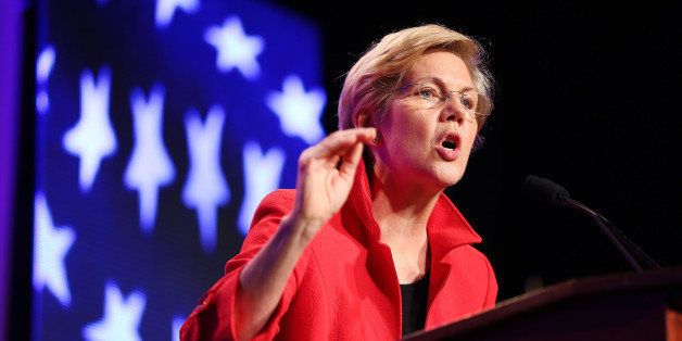 WORCESTER, MA - JUNE 13: Senator Elizabeth Warren speaks to the crowd at the Democratic State Convention at the DCU Center in Worcester, Mass. (Photo by John Tlumacki/The Boston Globe via Getty Images)