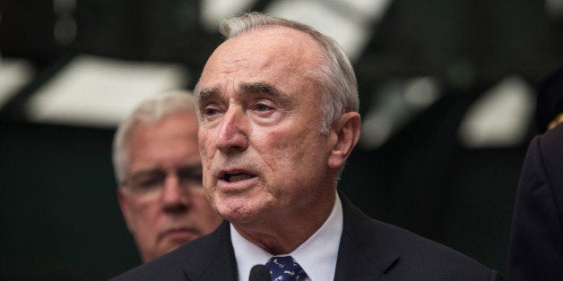 NEW YORK, NY - SEPTEMBER 25: New York Police Department Commissioner Bill Bratton speaks at a press conference announcing th