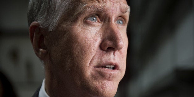 UNITED STATES - SEPTEMBER 24: Thom Tillis, Republican candidate for North Carolina Senate, attends an event with former Florida Gov. Jeb Bush and members of the National Federation of Independent Business at Illuminating Technologies Inc., in Greensboro, N.C., September 24, 2014. (Photo By Tom Williams/CQ Roll Call)