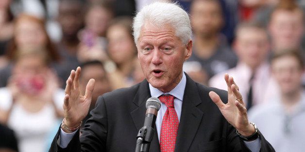Former President Bill Clinton speaks at a Democratic political rally at the University of Central Arkansas in Conway, Ark., Monday, Oct. 6, 2014. Clinton is headlining a series of rallies around the state this week to support Arkansas Democrats. (AP Photo/Danny Johnston)