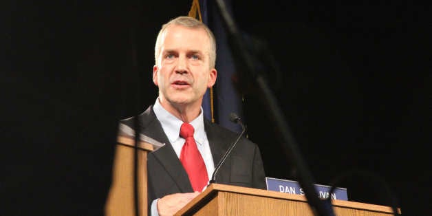 Former Alaska Attorney General Dan Sullivan, a Republican U.S. Senate candidate, talks during a live televised debate Sunday,
