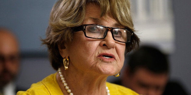 WASHINGTON, DC - JULY 29: House Rules Committee ranking member Rep. Louise Slaughter (D-NY) spekas during a committee meeting July 29, 2014 at the U.S. Capitol in Washington, DC. The committee met to formulate a rule on providing the authority to begin litigation for actions by the President or other executive branch officials inconsistent with their duties under the Constitution of the United States. (Photo by Win McNamee/Getty Images)