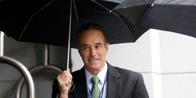 Rep.-elect Chris Collins, R-N.Y., stands outside a hotel after he registered for orientation as newly elected members of Congress arrived on Capitol Hill in Washington, Tuesday, Nov. 13, 2012. (AP Photo/Charles Dharapak)