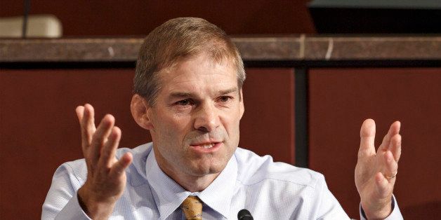 Rep. Jim Jordan, R-Ohio, questions witnesses as the House Select Committee on Benghazi holds its first public hearing to investigate the 2012 attacks on the U.S. consulate in Benghazi, Libya, where a violent mob killed four Americans, including Ambassador Christopher Stevens, on Capitol Hill in Washington, Wednesday, Sept. 17, 2014. (AP Photo/J. Scott Applewhite)