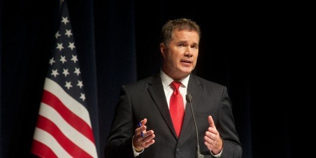 DAVENPORT, IOWA - OCTOBER 11: U.S. Rep. Bruce Braley (D-IA) debates Republican state Sen. Joni Ernst at the Galvin Fine Arts Center on October 11, 2014 on the campus of St. Ambrose University in Davenport, Iowa. The two are engaged in a closely contested race to filll the seat of U.S. Senator Tom Harkin (D-IA) and is considered to be one of the key races to determine control of the U.S. Senate. (Photo by David Greedy/Getty Images)