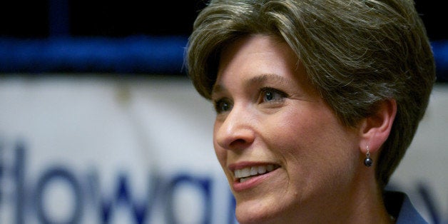 CEDAR RAPIDS, IOWA - OCTOBER 13: Iowa Republican State Senator and U.S. Senate candidate Joni Ernst address the media after a rally with Former Massachusetts Gov. and GOP presidential candidate Mitt Romney October 11, 2014 in Cedar Rapids, Iowa. Ernst and Romney met with around 300 supporters at the event, one of many in the final weeks of Ernst's campaign for a U.S. Senate seat. U.S. Representative Bruce Braley (D-IA) and Ernst are virtually tied in polling to replace the seat occupied by retiring U.S. Senator Tom Harkin (D-IA). (Photo by David Greedy/Getty Images)