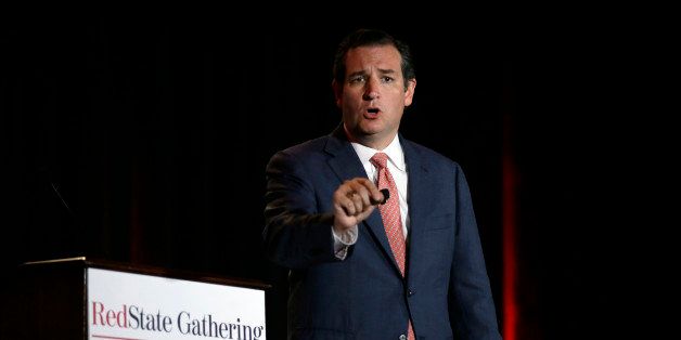 U.S. Sen. Ted Cruz, R-Texas, addresses attendees at the 2014 Red State Gathering, Friday, Aug. 8, 2014, in Fort Worth, Texas. (AP Photo/Tony Gutierrez)
