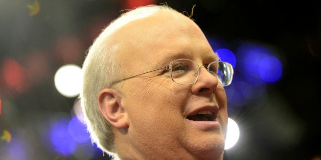 American political consultant Karl Rove is seen at the Tampa Bay Times Forum in Tampa, Florida, during final preparations for the opening of the Republican National Convention on August 27, 2012. Due to tropical storm Isaac, the convention will come to order later today, Monday August 27th, and then immediately recess until the afternoon on Tuesday, August 28th. AFP PHOTO Brendan SMIALOWSKI (Photo credit should read BRENDAN SMIALOWSKI/AFP/GettyImages)