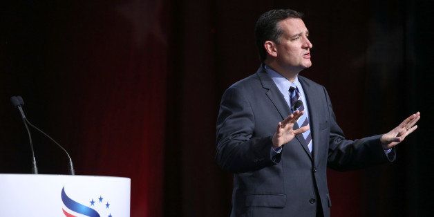 Sen. Ted Cruz, R-Texas, speaks during the Iowa Faith and Freedom Coalition fall fundraiser on Saturday, Sept. 27, 2014, in Des Moines, Iowa. (AP Photo/Justin Hayworth)