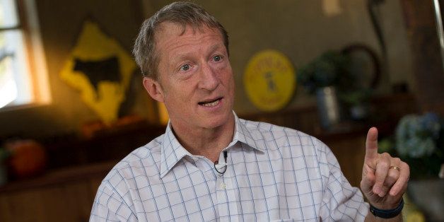 Thomas 'Tom' Steyer, founder of Farallon Capital Management LLC, speaks during a Bloomberg Television interview in Pescadero, California, U.S., on Wednesday, Dec. 4, 2013. Keystone XL will be a 'major driver' of oil sands expansion that significantly raises the risks of climate change, said Steyer, a former hedge fund manager who has spent some of his fortune fighting the pipeline. Photographer: David Paul Morris/Bloomberg via Getty Images 