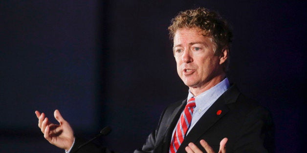 Sen. Rand Paul (R-Ky.) speaks at the California GOP convention on Saturday, Sept. 20, 2014, in Los Angeles. Paul has sought a broader audience this year as he has aggressively traveled the country ahead of a potential presidential bid in 2016. (AP Photo/Chris Carlson)