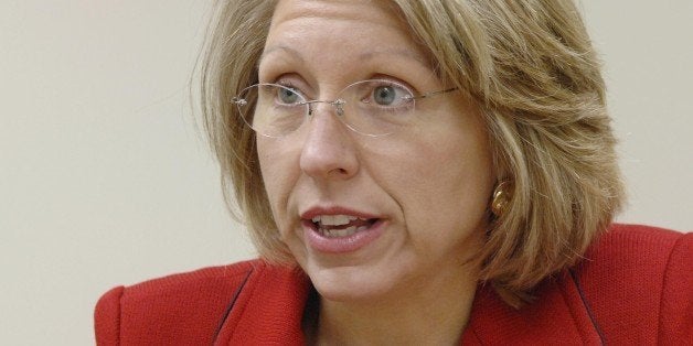 ** ADVANCE FOR MONDAY FEB 12 ** Michigan Secretary of State Terri Lynn Land talks about her agenda for the next year in the Secretary of State offices in Grand Rapids, Mich., Friday, Feb. 2, 2007. (AP Photo/Adam Bird)