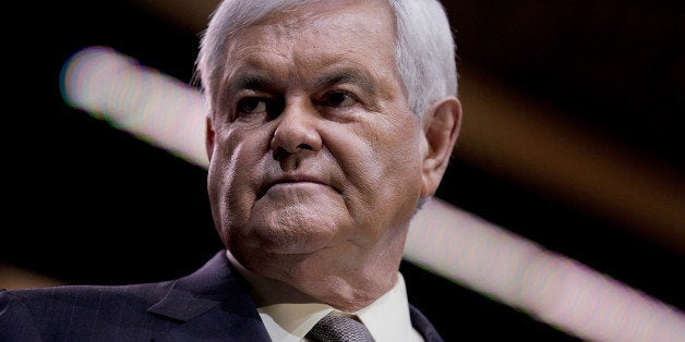 NATIONAL HARBOR, MD - MARCH 08: Newt Gingrich, former speaker of the U.S. House of Representatives, speaks during the 41st annual Conservative Political Action Conference at the Gaylord International Hotel and Conference Center on March 8, 2014 in National Harbor, Maryland. The conference, a project of the American Conservative Union, brings together conservatives polticians, pundits and voters for three days of speeches and workshops. (Photo by T.J. Kirkpatrick/Getty Images)