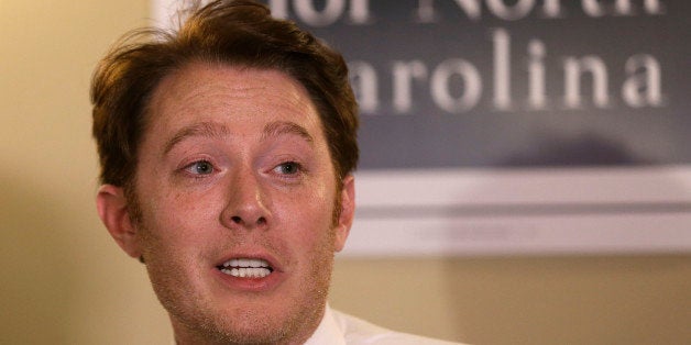 Clay Aiken speaks to supporters during an election night watch party in Holly Springs, N.C., Tuesday, May 6, 2014. Aiken is s