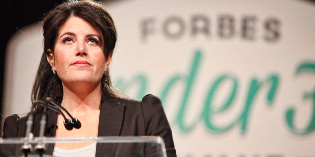 PHILADELPHIA, PA - OCTOBER 20 : Monica Lewinsky speaks to attendees at Forbes Under 30 Summit at the Convention Center in Philadelphia, Pa on October 20, 2014. Credit Star Shooter / MediaPunch/IPX