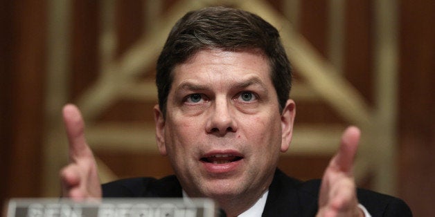 WASHINGTON, DC - NOVEMBER 06: U.S. Sen. Mark Begich (D-AK) speaks during a hearing before the Subcommittee on Emergency Management, Intergovernmental Relations, and the District of Columbia of Senate Homeland Security and Governmental Affairs Committee November 6, 2013 on Capitol Hill in Washington, DC. The hearing was focused on 'One Year Later: Examining the Ongoing Recovery from Hurricane Sandy.' (Photo by Alex Wong/Getty Images)