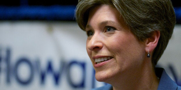 CEDAR RAPIDS, IOWA - OCTOBER 13: Iowa Republican State Senator and U.S. Senate candidate Joni Ernst address the media after a rally with Former Massachusetts Gov. and GOP presidential candidate Mitt Romney October 11, 2014 in Cedar Rapids, Iowa. Ernst and Romney met with around 300 supporters at the event, one of many in the final weeks of Ernst's campaign for a U.S. Senate seat. U.S. Representative Bruce Braley (D-IA) and Ernst are virtually tied in polling to replace the seat occupied by retiring U.S. Senator Tom Harkin (D-IA). (Photo by David Greedy/Getty Images)