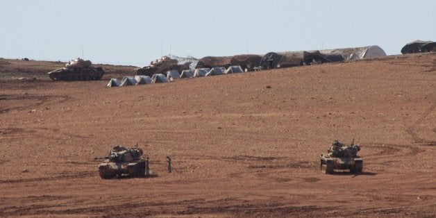 SANLIURFA, TURKEY - OCTOBER 24: As a part of security measures, Turkish Armed Forces dispatch a group of tanks to the near of