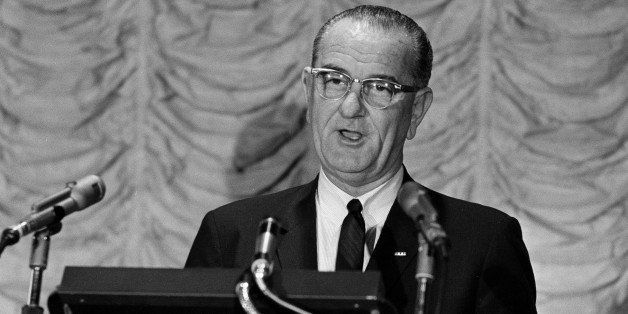 President Lyndon B. Johnson speaks at a news conference at the White House in Washington, Feb. 1, 1964. He said he does not agree with French President Charles De Gaulle's proposals for a Southeast Asia settlement. (AP Photo/John Rous)