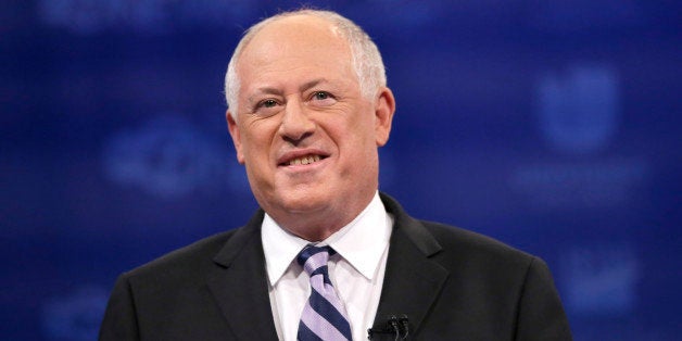 Democratic Gov. Pat Quinn, waits on stage for a third and likely final debate against Republican challenger Bruce Rauner, before the Nov. 4 election, Monday, Oct. 20, 2014, in Chicago. (AP Photo/Charles Rex Arbogast)