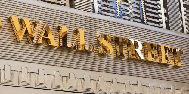 Gold Wall Street sign, New York City, USA