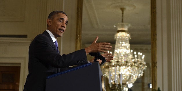 WASHINGTON, DC - OCTOBER 29: U.S. President Barack Obama delivers remarks on the U.S. government's response to the Ebola virus during an event in the East Room of the White House October 29, 2014 in Washington, DC. Obama praised efforts by members of the American medical community in the fight against Ebola during his remarks. (Photo by Win McNamee/Getty Images)