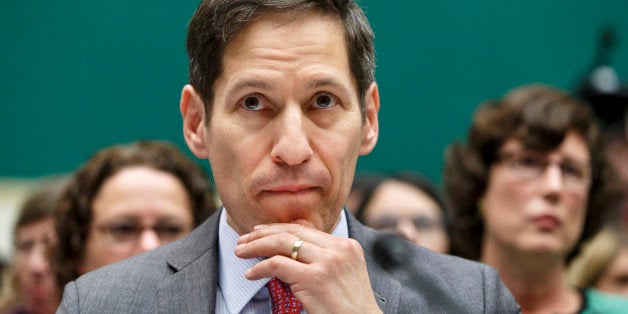 Centers for Disease Control and Prevention (CDC) Director Dr. Tom Frieden listens as he testifies on Capitol Hill in Washington, Thursday, Oct. 16, 2014, before the House Energy and Commerce Committee's subcommittee on Oversight and Investigations hearing to examine the response to the Ebola outbreak and whether America's hospitals and health care workers are adequately prepared for Ebola patients. (AP Photo/J. Scott Applewhite)