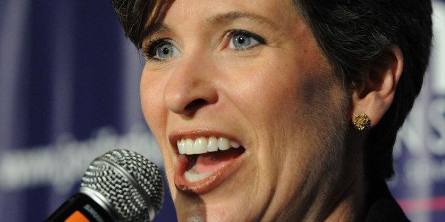 AMES, IA - OCTOBER 30: Republican candidate for the U.S. Senate, Joni Ernst, speaks at a rally upon the completion of her tour of all of Iowa's 99 counties on October 30, 2014 in Ames, Iowa. Ernst is in a tightly contested Senate race against Democratic Challenger Bruce Braley to fill the vacant seat of retired Senator Tom Harkin. (Photo by Steve Pope/Getty Images)