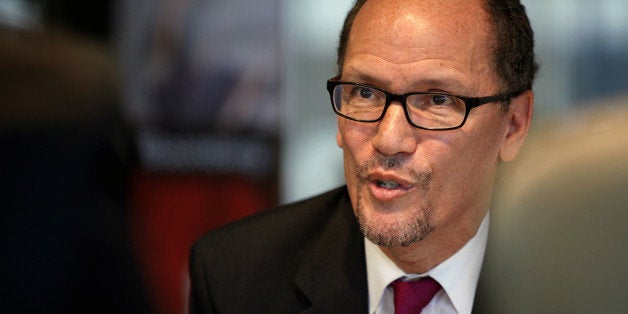 Thomas 'Tom' Perez, U.S. secretary of labor, speaks during an interview in Washington, D.C., U.S., on Thursday, Oct. 23, 2014. New Jersey Governor Chris Christie has 'got his head in the sand' when it comes to the plight of minimum-wage earners in his state, Perez said. Photographer: David Banks/Bloomberg via Getty Images 