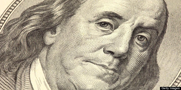 Benjamin Franklin on a one hundred dollar bill.