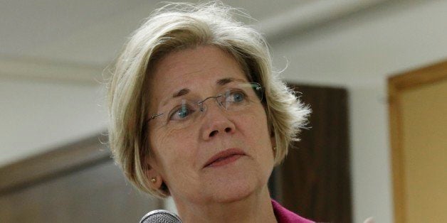 Democrat Elizabeth Warren campaigns for the U.S. Senate at a senior housing complex in Quincy, Mass., Tuesday Oct. 16, 2012. Warren is running against U.S. Sen. Scott Brown, R-Mass. Tuesday, Oct. 16, 2012. (AP Photo/Charles Krupa)