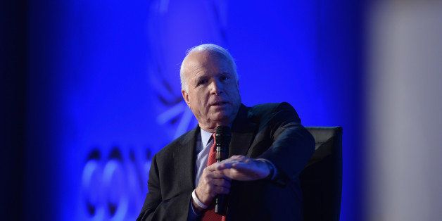 NEW YORK, NY - SEPTEMBER 29: United States Senator John McCain speaks onstage at the 2014 Concordia Summit - Day 1 at Grand Hyatt New York on September 29, 2014 in New York City. (Photo by Leigh Vogel/Getty Images for Concordia Summit)