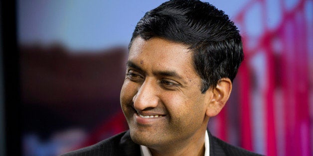 Congressional candidate Rohit 'Ro' Khanna smiles during a Bloomberg West Television interview in San Francisco, California, U