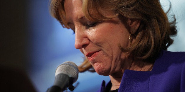 GREENSBORO, NC - NOVEMBER 4: Sen. Kay Hagan (D-N.C.) concedes the Senate race in North Carolina to Republican Thom Tillis in Greensboro, NC, on Tuesday, November 4, 2014. (Photo by Ted Richardson/For The Washington Post via Getty Images)