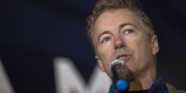 LOUISVILLE, KY - NOVEMBER 3: U.S. Sen. Rand Paul (R-KY) speaks at an election rally for U.S. Sen. Mitch McConnell (R-KY) at Bowman Field November 3, 2014 in Louisville, Kentucky. McConnell remains in a close race with Kentucky Secretary of State Alison Lundergan Grimes. (Photo by Aaron P. Bernstein/Getty Images)