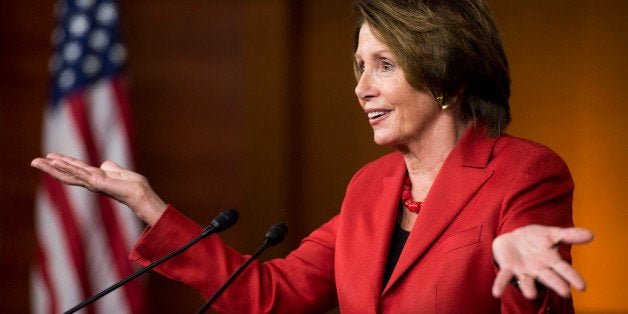 UNITED STATES - MAY 1: House Minority Leader Nancy Pelosi, D-Calif., holds her weekly on camera news conference in the Capito