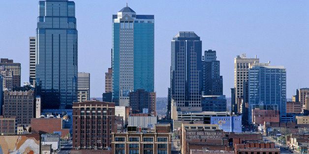 Kansas City skyline from Crown Center, MO (Photo by Visions of America/UIG via Getty Images)