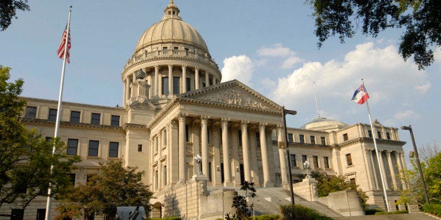 UNITED STATES - AUGUST 14: A cannon sits in front of the Mississippi State Capitol building, Aug. 14, 2007, in Jackson, Mississippi. (Photo by Suzi Altman/Bloomberg via Getty Images)